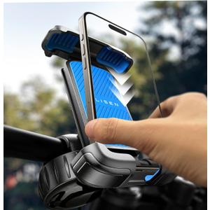 LISEN Bike Phone Holder, [Super Easy Install] 2025 Ultra Stable Motorcycle Phone Mount, Bicycle Handlebar Holder Mount for Adults Kids Bike Ebike Gear Accessories, for iPhone Samsung Google Pixel (Blue)