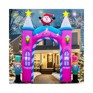 Christmas Inflatable Archway Outdoor Decoration – 12FT Nutcracker Blow Up Arch with LED Lights, Featuring Santa Claus and Festive Christmas Soldiers for Yard, Entryway, or Holiday Party