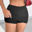 SweatyRocks Women's 2 Pack Pencil Mini Skirts with Underneath Shorts Skort (Black, L)