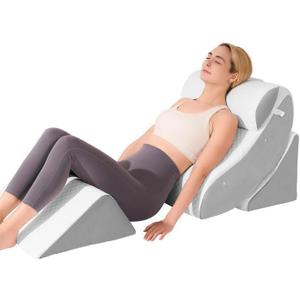 OAISZ 4 PCS Wedge Pillow Set for After Surgery, Memory Foam Orthopedic Bed Wedge Pillow Set, Adjustable Bed for Sleeping, Acid Reflux Relief, Post Surgery Recovery, Back Support, Leg Elevation, Gery