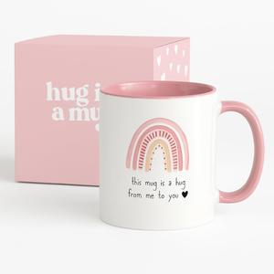 Unboxme Gifts Hug in a Mug  12 oz Pink Coffee Mug with Heartfelt Quote  A Gift for Best Friend, Sister or Mom to Feel Your Love, Encouragement & Cheer from Afar