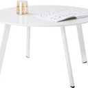 Patio Round Table - Metal Outdoor Coffee Table, Weather Resistant, Anti-Rust - White