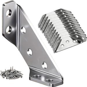 2 x 12PCS Stainless Steel Corner Brackets, 2mm L Braces for Wood.