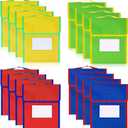 Book Bags for Classroom Medium Book Pouches Bulk Colorful Reading Bags with Name Tag Pockets Protector Pouch Student Chair Pockets, Waterproof 12 x 10 Inches(16 Pcs)
