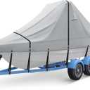 25' - 27' Wide Bow 900D Wake Tower Boat Cover, Cover The Ski/Wakeboard Tower and Boat, Metal Fittings Waterproof Breathing Tear and UV-Resistant,Fits 25ft - 27ft Wide Boats with Ski/Wakeboard Tower (Grey)