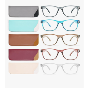 Reading Glasses Blue Light Blocking, Computer Glasses for Women Men, Fashion Square Eyeglasses 5 Pairs +2.0