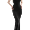 PUMIEY Women's Square Neck Cap Sleeve Maxi Dress Ribbed Bodycon Dress Summer Dresses for Women, L