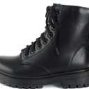 Soda FIRM - Lug Sole Combat Ankle Bootie Lace up w/Side Zipper (7.5 Wide, Black)