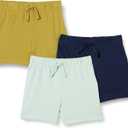 Amazon Essentials Unisex Toddlers and Babies' Cotton Pull-On Shorts (6-9 Months, Olive/Pale Mint Green/Navy)
