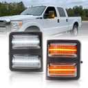 NJSBYL Led Side Mirror Marker Lamp For F250 F350 F450 F550 Super Duty Switchback White Led Driving Parking Light Amber Led Turn Signal Light Smoke Lens