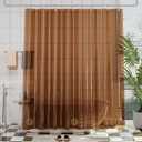 AmazerBath Premium EVA Shower Curtain Amber, Luxury Clear Brown Jelly-Like Soft Waterproof Shower Curtain with 3 Weighted Stones and 12 Grommets, Recyclable Packaging