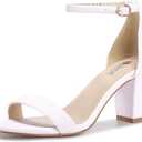 IDIFU Women's 3 Inch Heel Sandals for Women US 8.5, Color: White Pu