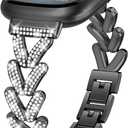 for Metal Bands, Compatible for Fitbit Versa 4/Versa 3/Fitbit Sense 2/Sense Band Smart Watch, Sparkling Bling Shiny Diamonds Bracelet for Women
