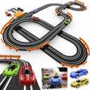 Slot Car Race Track Sets with 4 High-Speed Racing Car, Battery or Electric Race Car Track for Boys and Kids, Dual Racing Game Lap Counter Circular Overpass Track, Gifts Toys for Boys Kids Age 6 7 8-12, Large