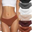 Kiqnsam Seamless Underwear for Women No Show Hipster Bikini Panties Low Rise Cheeky Breathable Soft Invisible Briefs 6 Pack, Size Medium