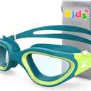 ZIONOR Kids Swim Goggles, G1MINI SE Anti-Fog Swimming Goggles for Kid Child 6-14 (A5 (Clear Lens - Greengreen))
