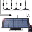 Solar shed Lights Indoor Outdoor with 3 Heads & Remote Control. Solar Powered Pendant Light IP65 Waterproof Hanging Night Lighting for Yard Garage Porch Chicken Coop Gazebo Barn