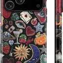 Generic Case for iPhone 17 Pro Case, Dual-Layer Hard Shell+Silicone Cover-Shockproof Protective Phone Case with Stylish Designs for Women- Moon and Stars Vintage