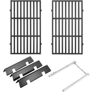 Grill Parts for Weber Spirit/Spirit II Parts Replacement, 7637 Grates 7635 Flavorizer Bars 69785 Burner Tube Replacement Kit for Weber Spirit & Spirit II 200 Series, Spirit E210 E220 S210 S220 (2 Cast Iron Grates + 3ps Heat Plates + Burner)