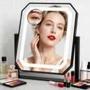 Lighted Makeup Mirror, 3 Colors for Precise Application, Touch Control Brightness Adjustment for Easy Use, with a Detachable 10x Magnifying Mirror, 12 x 10 Hollywood Vanity Mirror for Plug-in Use