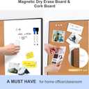 ARCOBIS Cork Board White Board Combo, 24 x 18 Inch Bulletin Board, Magnetic Dry Erase Board & Corkboard for Wall, Vision Board for Home, Office, School, Black Frame