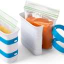 YouCopia FreezeUp Freezer Food Block Maker, 2 Cup, 2-Pack, Meal Prep Bag Container to Freeze Leftovers and Soup