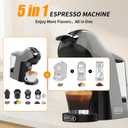 KOTLIE EM-308B Espresso Machine, Single Serve Coffee Maker Compatible with Multiple Capsule Types, Ground Coffee, and ESE Pods. 3 Temperatures, 7 Water Volume Levels, and a 1L Water TankGray