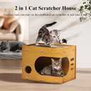 Cat Scratcher House,2 in 1 Cardboard Cat House Durable and Sturdy Cat Scratching Post Cat Scratching Board Cat Scratchers for Indoor Cats, Easy to Assemble,Maximum Load Capacity 66 lbs