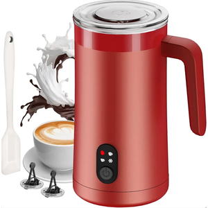 Ovetedot Milk Frother, 4in1 Milk Frother and Steamer, 13.5oz/400ml Automatic Hot and Cold Foam Maker and Milk Warmer, Electric Frother for Coffee, Latte, Cappuccino, Macchiato, Matcha(Red)