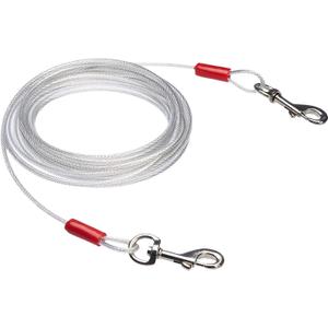 Amazon Basics Rust-Free Steel Wire Tie-Out Cable for Large Dogs up to 90 lbs, Dog Leash Run Tether, 25 feet, White