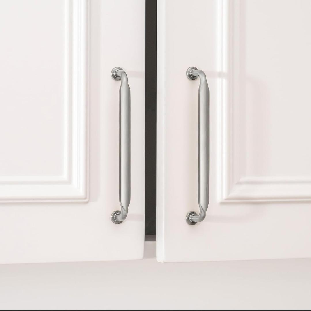 Goldenwarm 10 Pack 6-1/4 Inch Brushed Nickel Cabinet Pulls Kitchen Cabinet Handles Solid Zinc Alloy Hardware Arch Drawer Pulls for Cupboard Bathroom Dresser, 160mm Hole Center