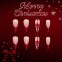 4 x 24 Pcs Christmas Press on Nails Long Stiletto Red French Tip with Glitter Design Almond Fake Nails Full Cover Glossy Red Bow Pattern False Nails Artificial Acrylic Stick on Nail for Women (Styl 37)