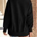 SHEWIN Womens Reverse Seam Snap-Button Henley Sweatshirt Casual Loose High Low Split Pullover Tops (Black)