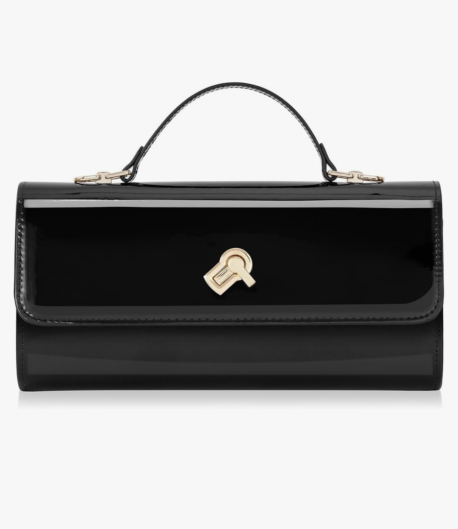 Women Metallic PU Leather Evening Clutch Purse Handbag Crossbody Shoulder Bag Square Box Bag Chic Handbag