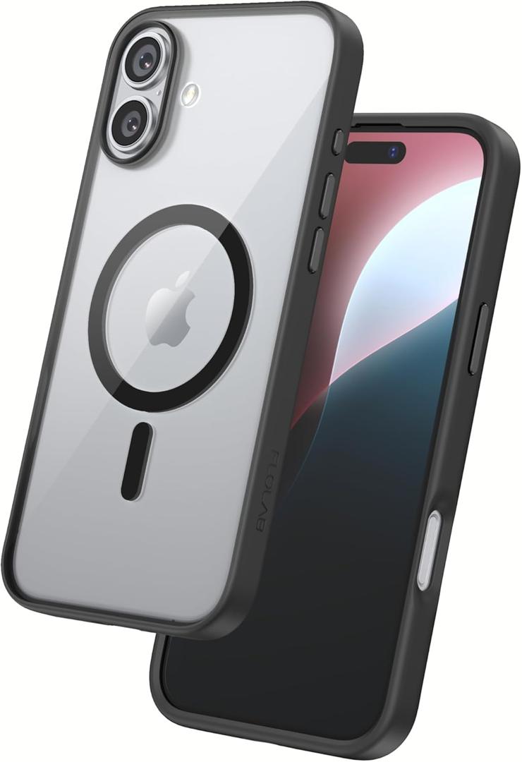 FLOLAB Surtect Tri-Fusion Magnetic for iPhone 16 Case Protective Slim Design Magsafe Compatible Military Grade - Black Clear Black