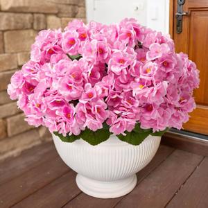 ATTGREAT Artificial Geraniums for Outdoors Faux Plants UV Resistant Flowers Outside Fake Silk Flowers Bulk Realistic Plastic Greenery for Home Porch Planter Patio Decor, 6 Bundles (Pink)