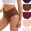INNERSY Women's Underwear Cotton Soft Underwear High Waisted Breathable Briefs 5 Pack (Medium)