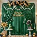 Hunter Green Satin Backdrop Curtains 2 Panels - Glitter Photo Drapes for Baby Shower, 10x10FT Shimmer Back Drop Cloth, Wrinkle Free for Birthday Party Prom Wedding Reception Stage