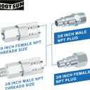 3/8 High Flow Air Hose Fittings Set, 3PCS 3/8 Body I/M Industrial Air Coupler and 6PCS 3/8 Body Air Plug with 3/8 Inch NPT Threads Size, 10PCS Air Compressor Accessories Quick Connect Set