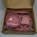 Silicone Feeding Set|Baby Led Weaning Supplies|Suction Plate Bowl Set with Bib, Spoon, Fork, Sippy Cup|Feeding Eating Supplies BPA Free (Dark Pink)