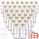 Dandat 50 Pack 4 oz Glass Dropper Bottles Leakproof 120 ml Glass Tincture Bottles with Eye Droppers, 4 Funnels, 54 Labels for Essential Oil Perfumes Hair Oil(Clear)