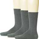 Hugh Ugoli Mens Cotton Dress Socks, Plain Colors, Regular Fit, Crew, Casual Socks, Shoe Size 10 - 13 (3 Pack) (Dark Gray (3 Pairs))