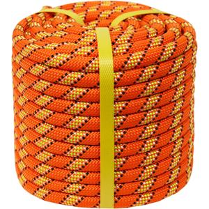 Double Braided Polyester Rope (1/2 in x 200 ft) Strong Arborist Rigging Rope 48 Strands for Tree Work Climbing Pulling Sailing, Orange