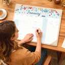 Calendar 2025-2026, Monthly Desk Calendar from July 2025 to December 2026, 17" x 12", Large Desktop Calendar Monthly, Perfect for Home or Office, Floral (Apricot with Desk Mat(15" x 12")