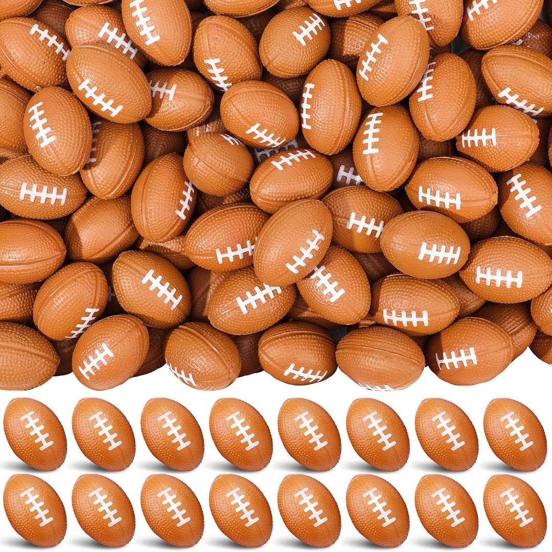 Jerify 120 Packs Mini Football Stress Ball, 1.46 Inch, PU Foam, Suitable for Parties, School, Rewards (Brown)