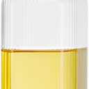 Oil Bottle Glass Olive Oil Dispenser Bottle Glass Cooking Oil Vinegar Measuring Dispenser with Spout for Kitchen and BBQ (Large, Stripes,1 Pack)