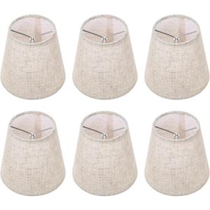 Small Lamp Shades Clip on Bulb,Set of 6 Chandelier Lamp Shades 5 Inch,Mini Linen Lampshade 3.5x5x5.5in Small Lamp Shade for Chandelier Lamp Replacement (Beige)