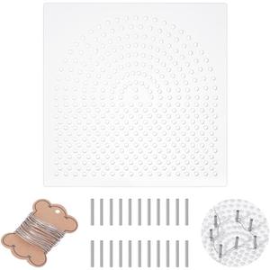 UNICRAFTALE Art Wire Jig Kit Wire Wrapping Tool Transparent Square Jig with Stainless Steel Wire 30Pcs Metal Pegs Jewelry Making Tools for Wire Wrapping Kit and Craft Creation (15x15x0.4cm)