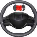 Microfiber Leather Car Steering Wheel Cover Anti-Slip Stitch Wheel Wrap Fit for Honda Civic Civic 8 2006 2007 2008 2009 2010 2011 (2-Spoke),Red