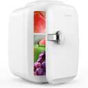 CROWNFUL Mini Fridge, 4 Liter/6 Can Portable Cooler and Warmer Personal Refrigerator for Skin Care, Cosmetics, Beverage, Food,Great for Bedroom, Office, Car, Dorm, ETL Listed (White)
